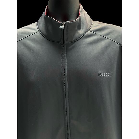 Reebok Men’s Full Zip Track Jacket Gray XXL Black Red Striped Sleeves Retro Y2K - Picture 3 of 12